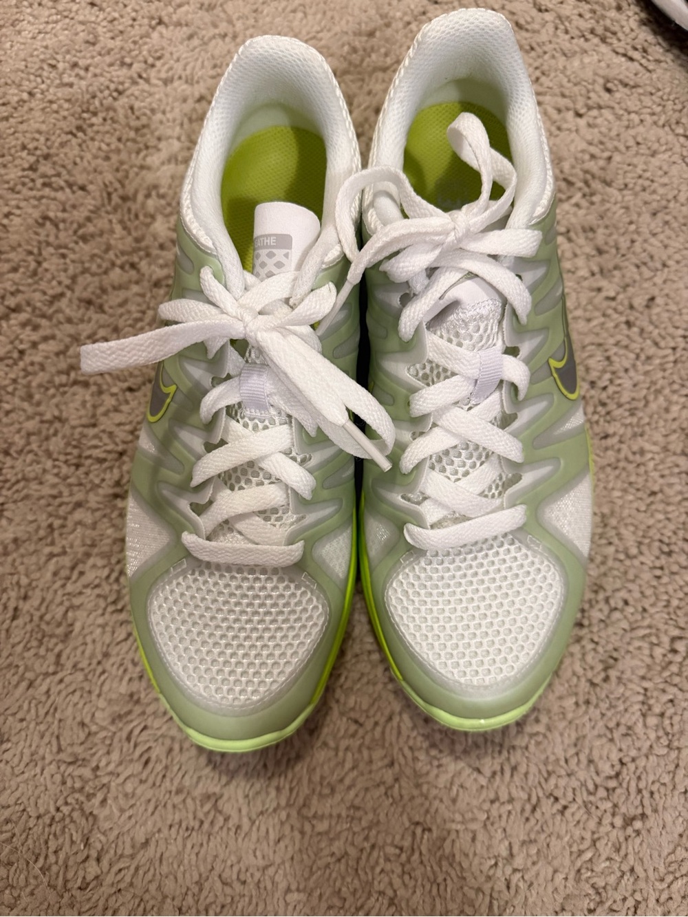 Nike White and Light Green Women’s Sneakers
